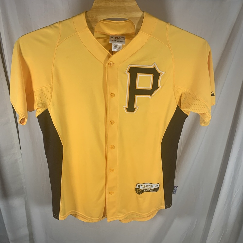 Majestic Pittsburgh Pirates #18 Neil Walker Yellow Jersey Size M Autograph